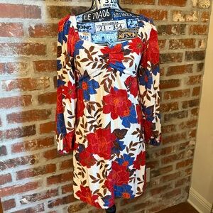 Maurices Red and Blue Bishop Sleeve Dress